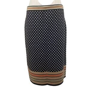 Anthropologie Sparrow Merino Wool Sweater Knit Skirt Navy Blue Dot Medium